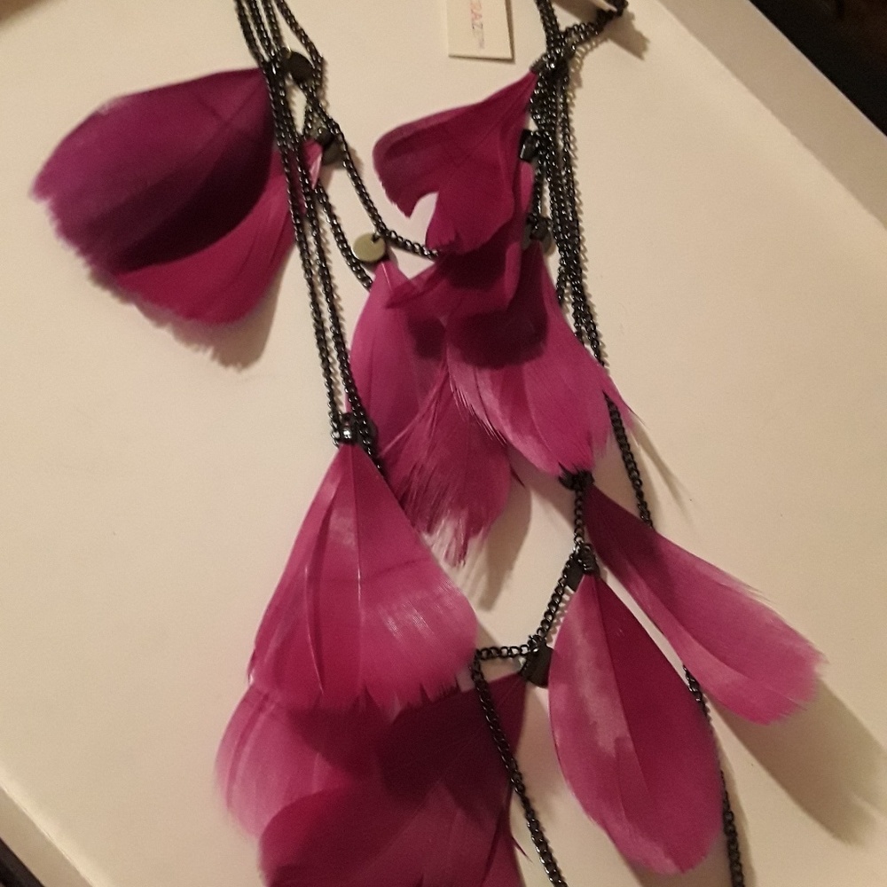 Purple Feather Statement Necklace